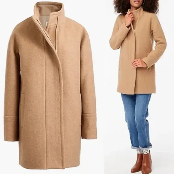 J. Crew City Coat in Heather Acorn, Size 2 - Picture 1 of 8